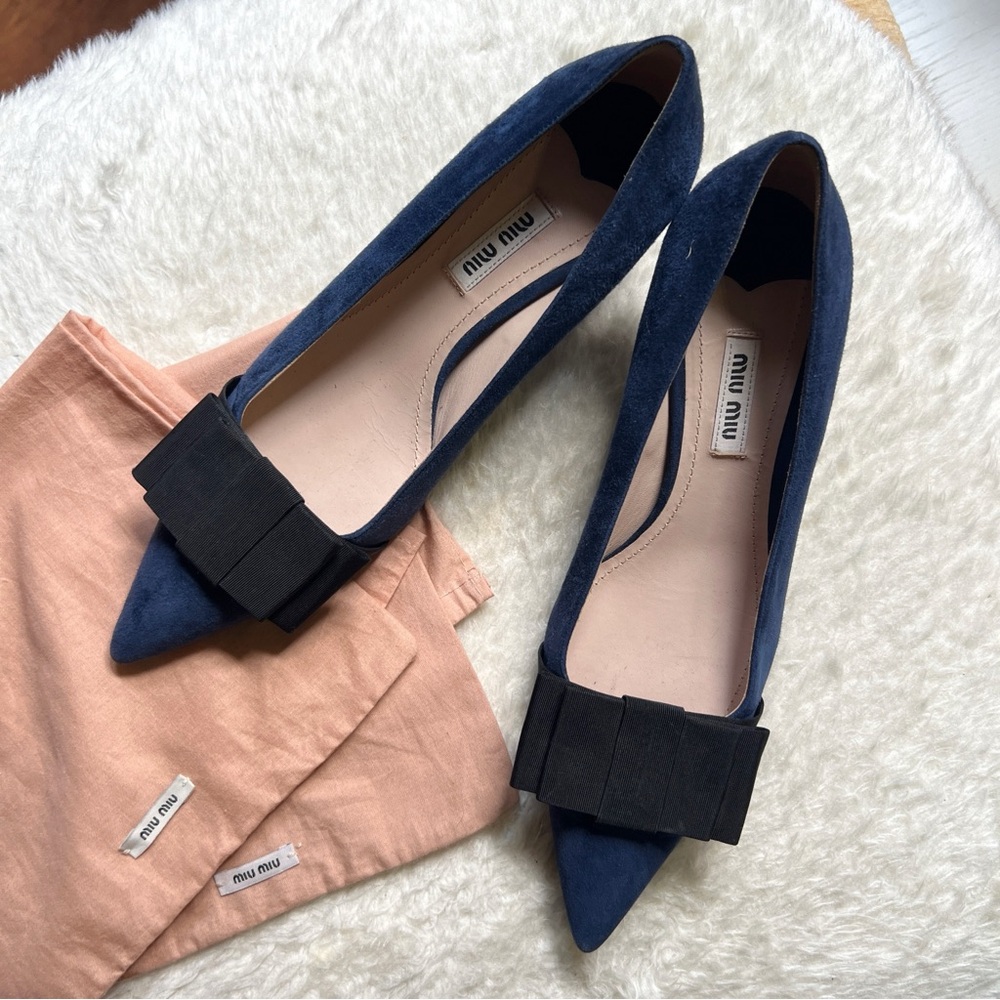 - MOVING SALE - Miu Miu Blue Suede Kitten Heel